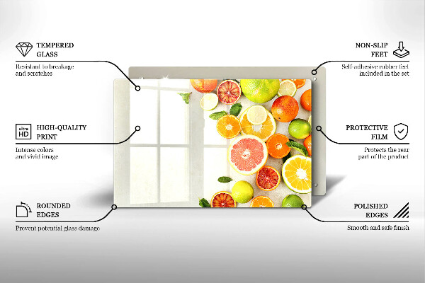 Skleněná deska za sporák Citrusové plody
