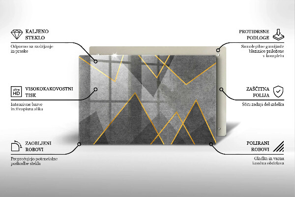 Skleněná deska za sporák Ostré tvary