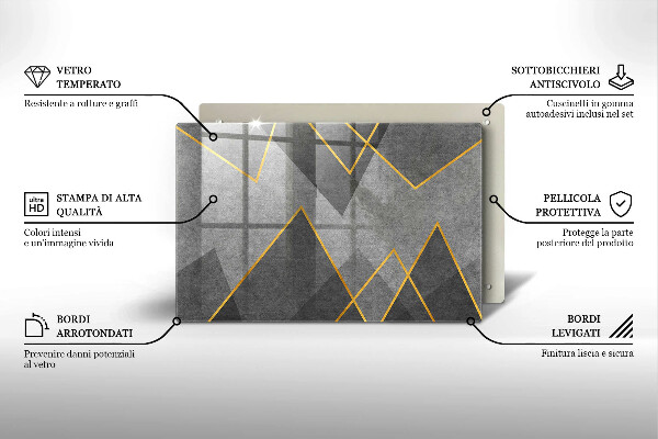 Skleněná deska za sporák Ostré tvary