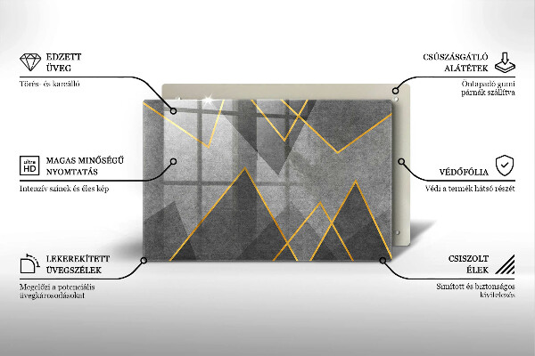 Skleněná deska za sporák Ostré tvary