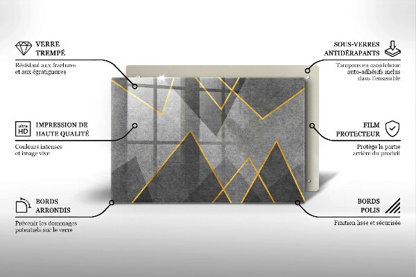 Skleněná deska za sporák Ostré tvary