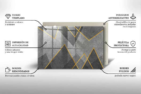 Skleněná deska za sporák Ostré tvary