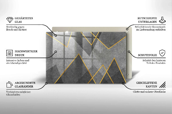 Skleněná deska za sporák Ostré tvary
