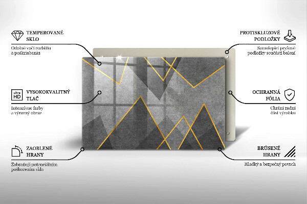 Skleněná deska za sporák Ostré tvary