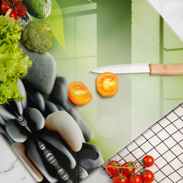 Skleněná deska za sporák Zen bambusové kameny