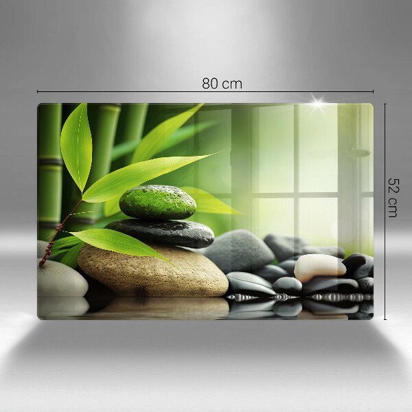 Skleněná deska za sporák Zen bambusové kameny