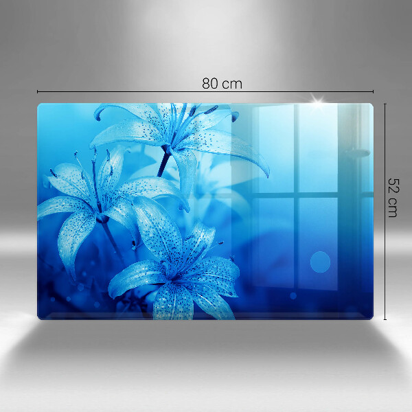 Skleněná deska za sporák Modré květy