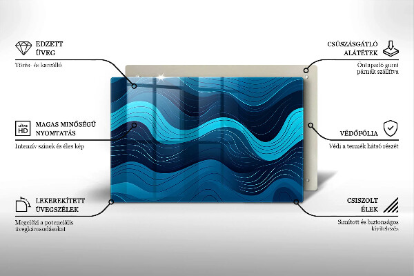 Skleněná deska za sporák Abstraktní vlny