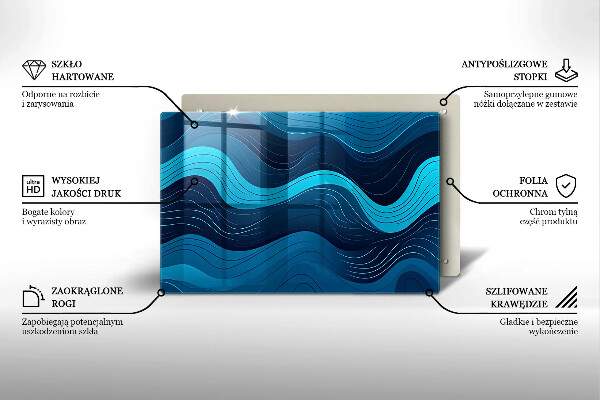 Skleněná deska za sporák Abstraktní vlny