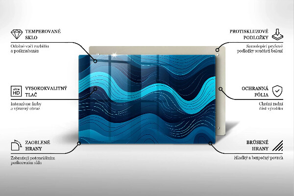 Skleněná deska za sporák Abstraktní vlny