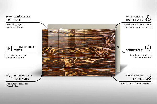Skleněná deska za sporák Textura dřeva