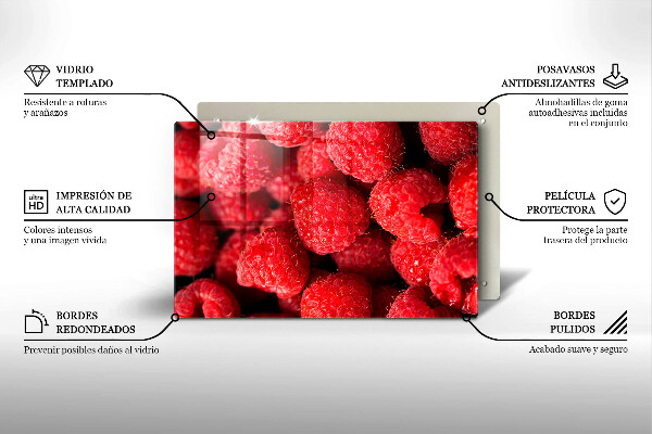 Skleněná deska za sporák Malinové ovoce