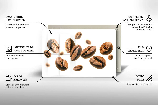 Skleněná deska za sporák Kávová zrna