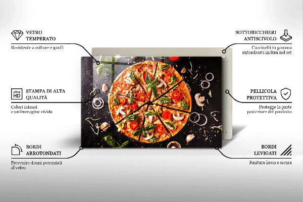 Skleněná deska za sporák Pizza s houbami