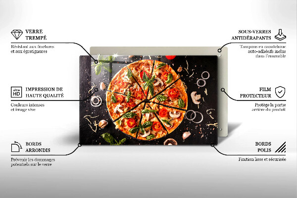 Skleněná deska za sporák Pizza s houbami