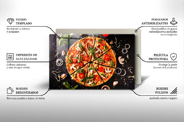 Skleněná deska za sporák Pizza s houbami