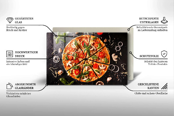 Skleněná deska za sporák Pizza s houbami