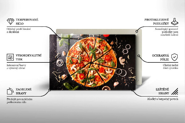 Skleněná deska za sporák Pizza s houbami