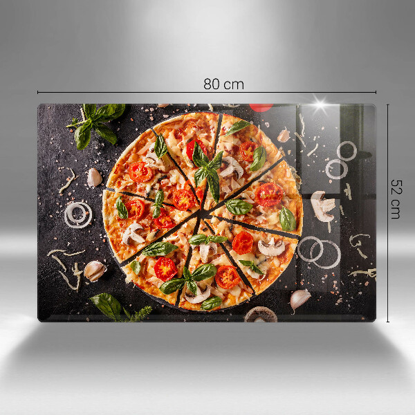 Skleněná deska za sporák Pizza s houbami