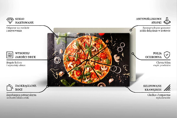 Skleněná deska za sporák Pizza s houbami