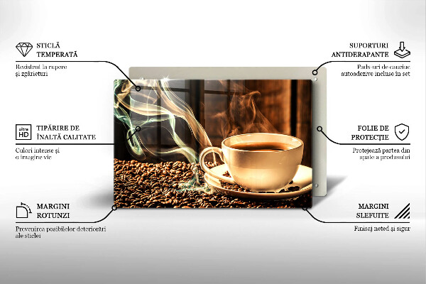 Skleněná deska za sporák Šálek a kávová zrna