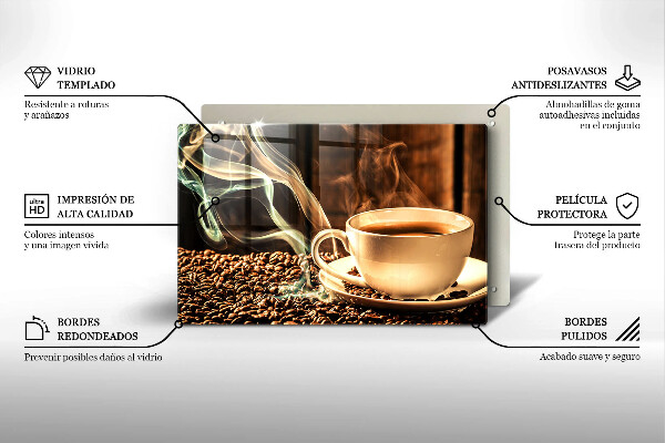 Skleněná deska za sporák Šálek a kávová zrna