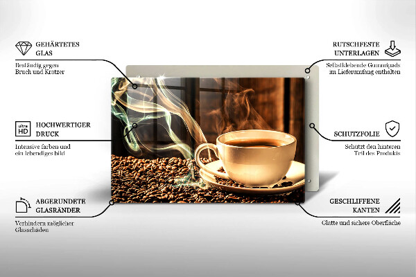 Skleněná deska za sporák Šálek a kávová zrna