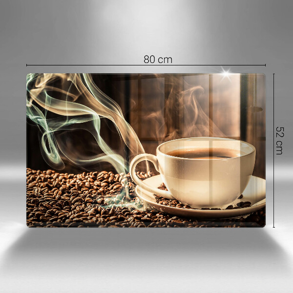 Skleněná deska za sporák Šálek a kávová zrna