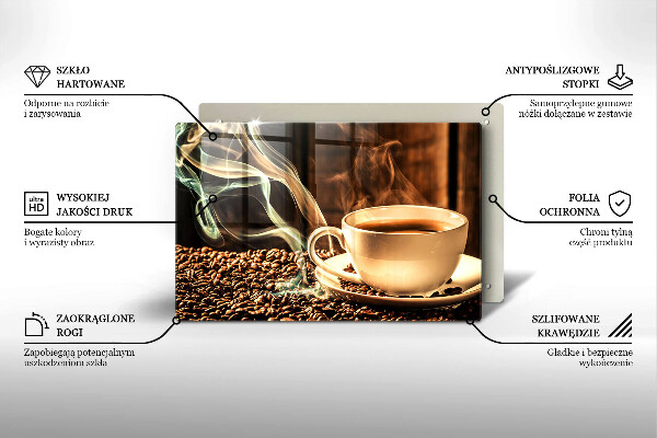 Skleněná deska za sporák Šálek a kávová zrna