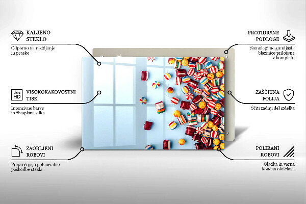 Skleněná deska za sporák Barevné bonbóny