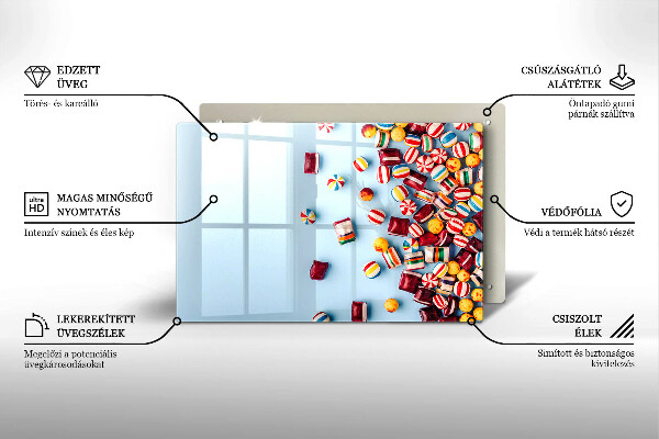 Skleněná deska za sporák Barevné bonbóny