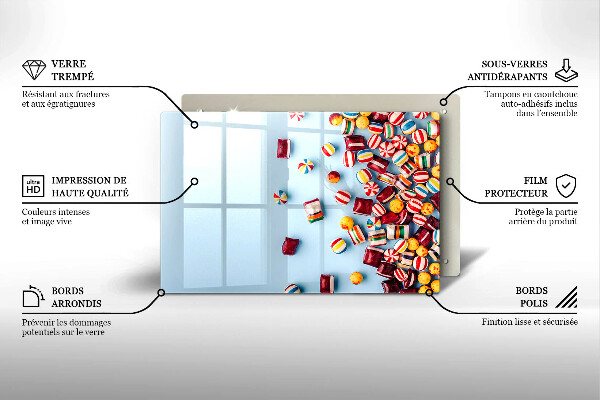Skleněná deska za sporák Barevné bonbóny