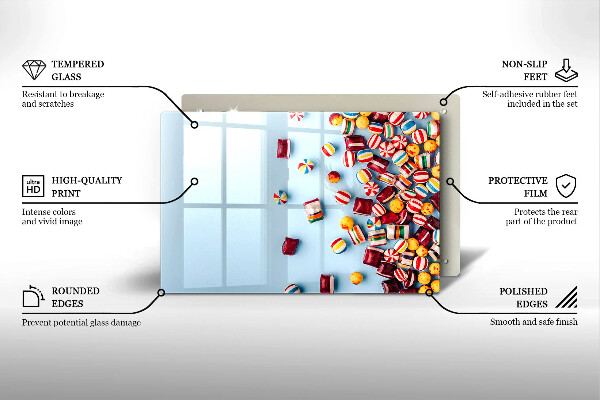 Skleněná deska za sporák Barevné bonbóny