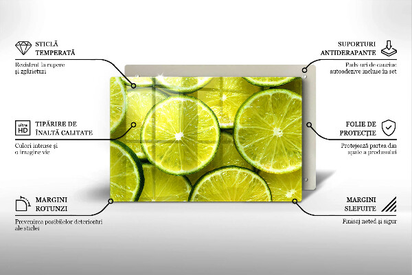 Skleněná deska za sporák Plátky limetky
