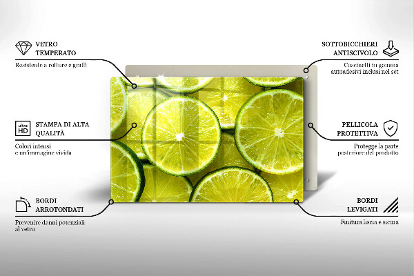 Skleněná deska za sporák Plátky limetky