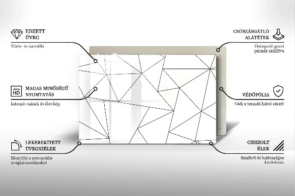 Skleněná deska za sporák Bílé trojúhelníky