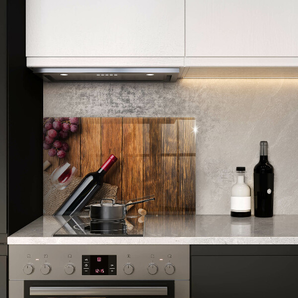 Skleněná deska za sporák Láhev červeného vína