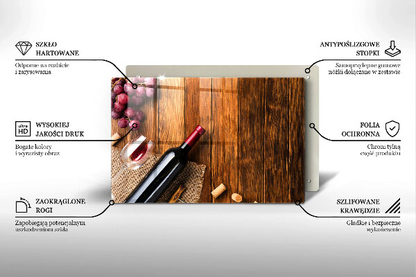 Skleněná deska za sporák Láhev červeného vína