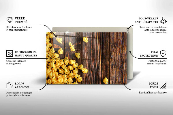 Skleněná deska za sporák Těstoviny na stole