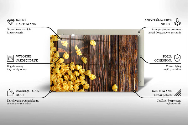 Skleněná deska za sporák Těstoviny na stole