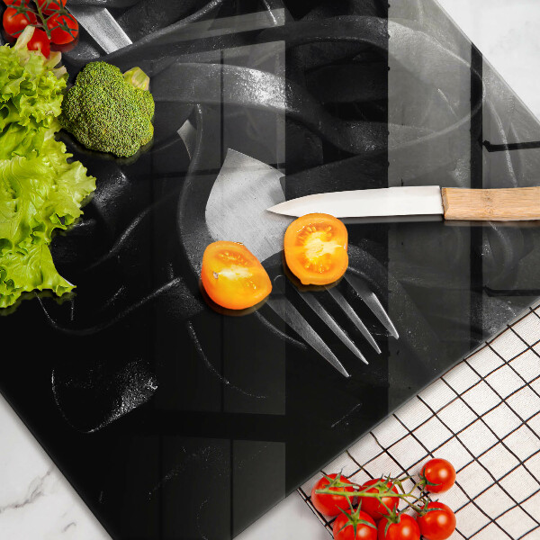 Skleněná deska za sporák Černé těstoviny Tagliatelle