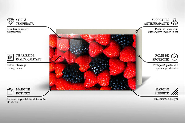 Skleněná deska za sporák Maliny a ostružiny