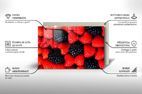 Skleněná deska za sporák Maliny a ostružiny