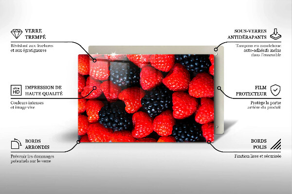 Skleněná deska za sporák Maliny a ostružiny