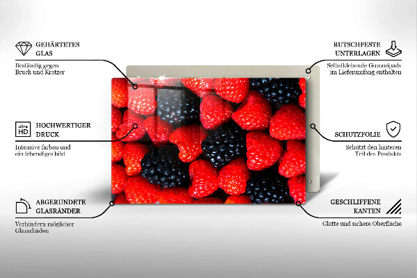 Skleněná deska za sporák Maliny a ostružiny