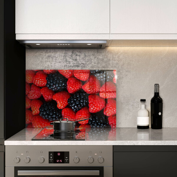 Skleněná deska za sporák Maliny a ostružiny