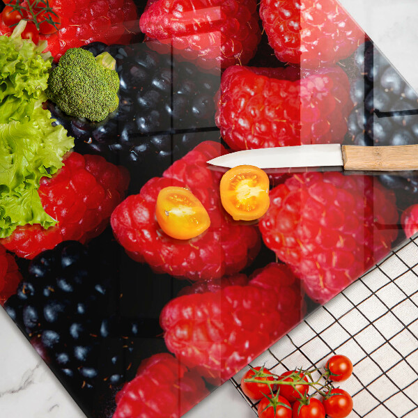 Skleněná deska za sporák Maliny a ostružiny