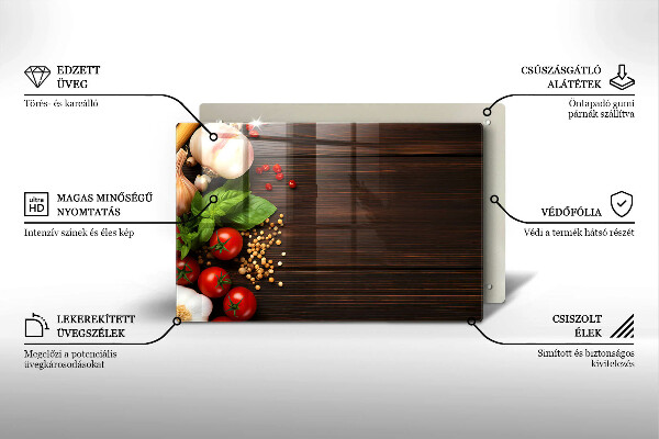 Skleněná deska za sporák Zelenina na stole