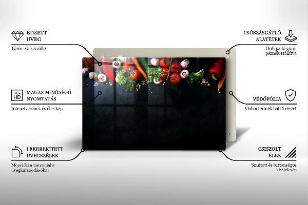 Skleněná deska za sporák Barevná zelenina