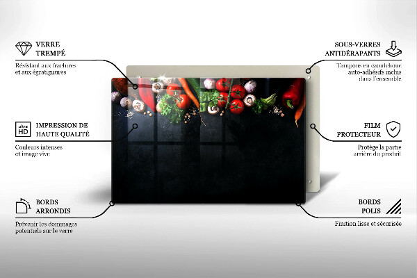Skleněná deska za sporák Barevná zelenina